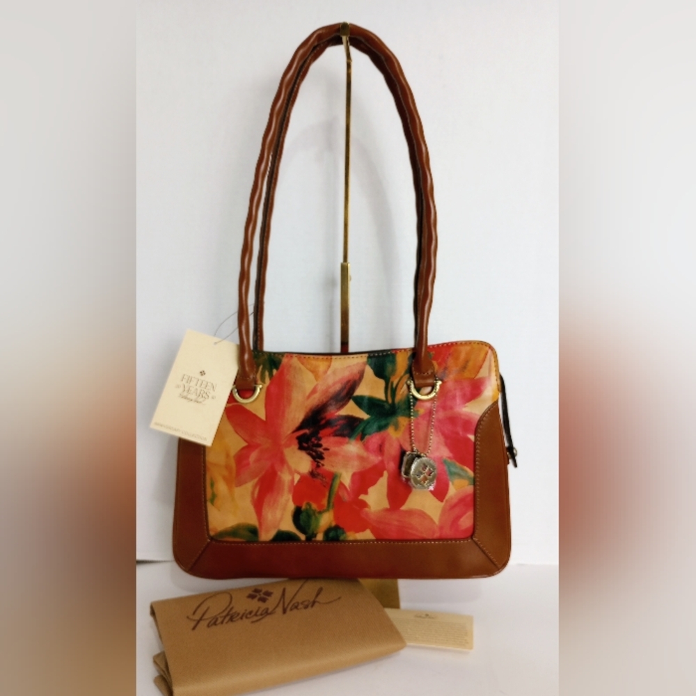 NWT Patricia Nash Leather Malvizza Shoulder Bag Satchel In Spring Multi Floral